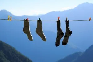 Vandringsstrumpor olika material